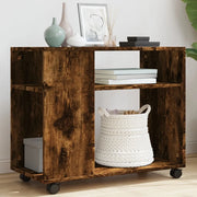 Tavolino con Ruote-Tavolino da soggiorno-Tavolo Rovere Fumo 70x35x60 cm in Truciolato