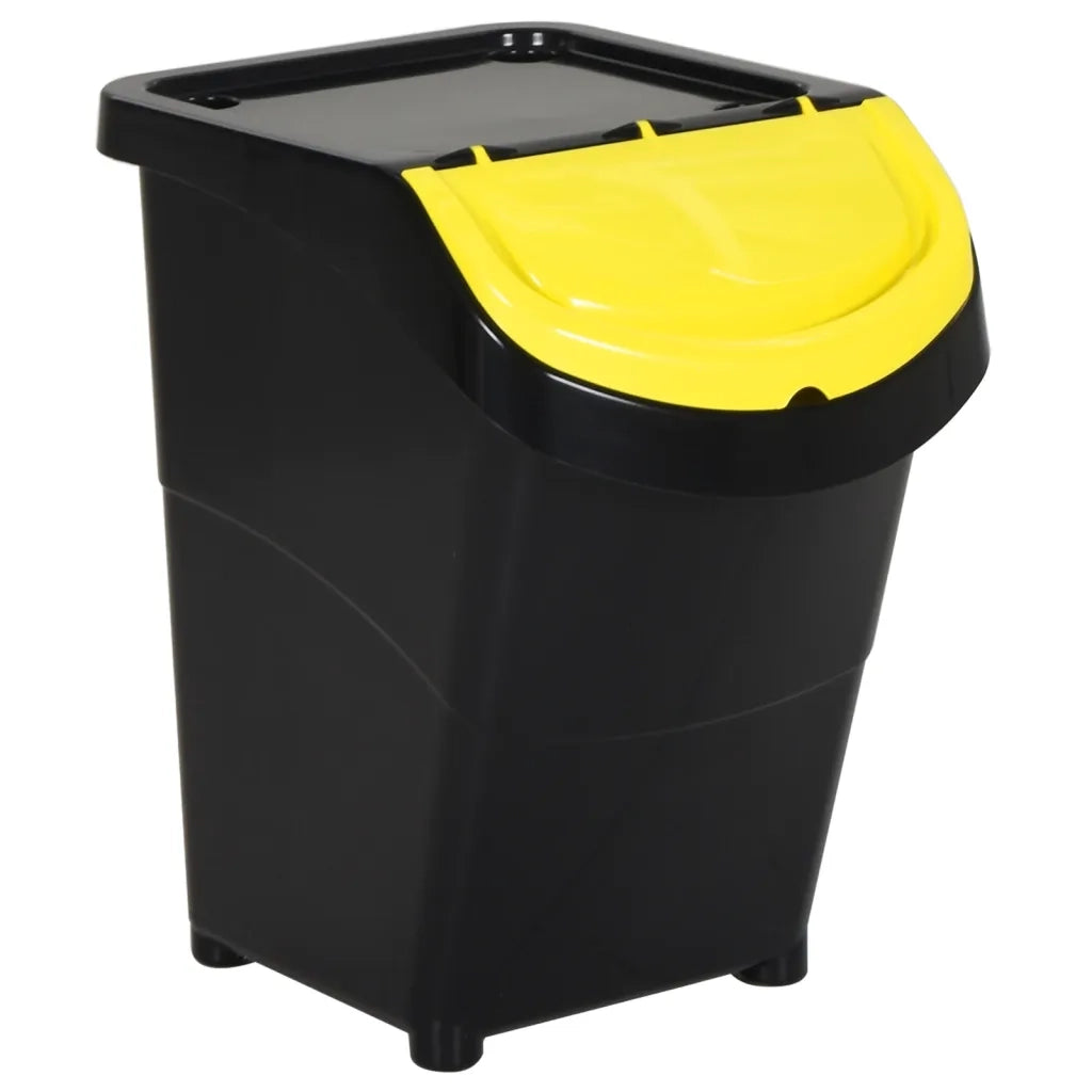 Cestini per Rifiuti Impilabili con Coperchi 3 pz Neri PP 120L CFW8037846