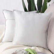 Set di 2 copri cuscino decorativi in flanella di lusso per divano per camera da letto Grigio Bianco 60x60 cm Quadrato