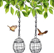 Vetbollenhouder per Vogelvoer, 2-pack, metallo nero con S-haken, ideale per esterni in giardino per uccelli selvatici come storni, passeri e merli.