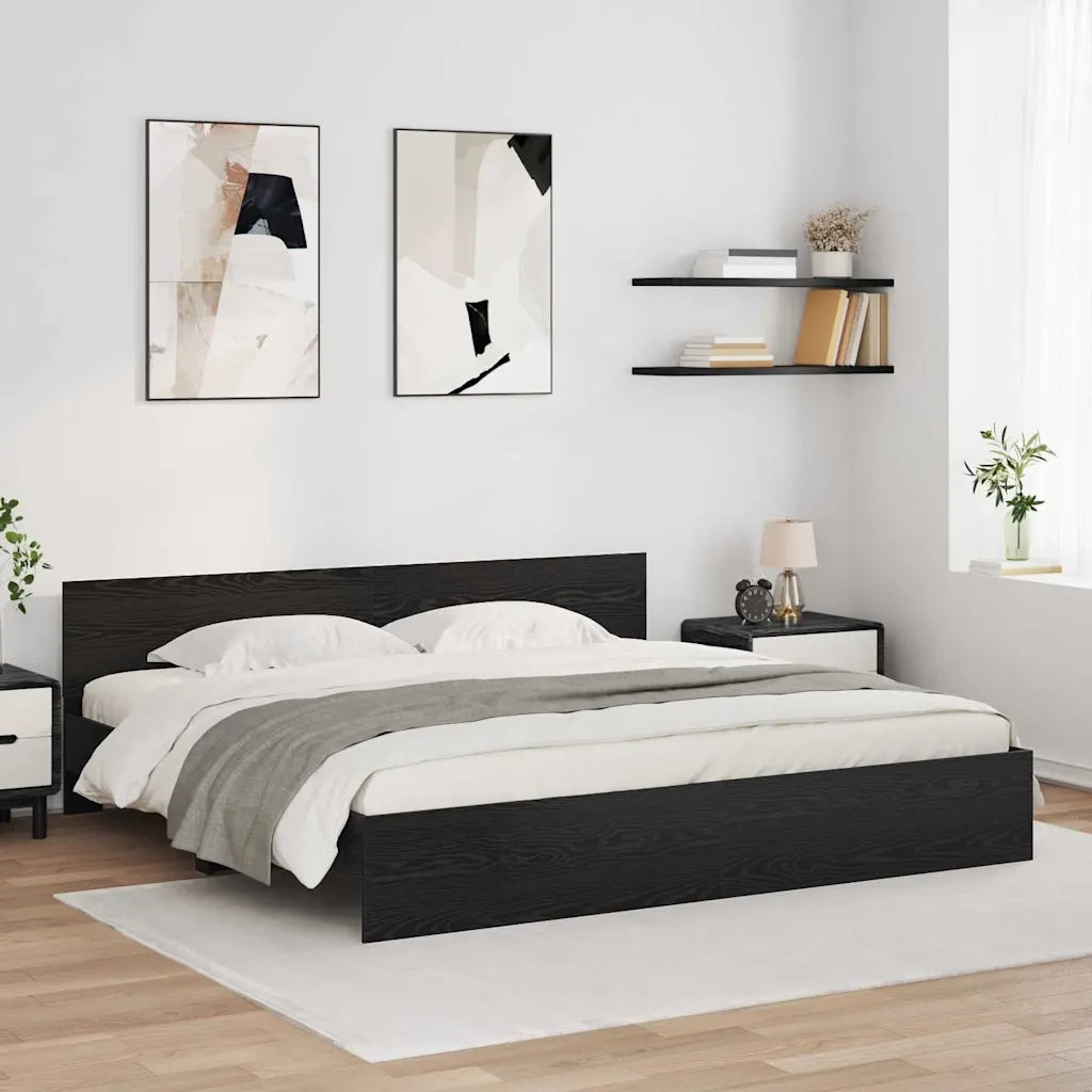 Struttura del letto Rovere Nero 200 x 200 cm Legno multistrato 3403603