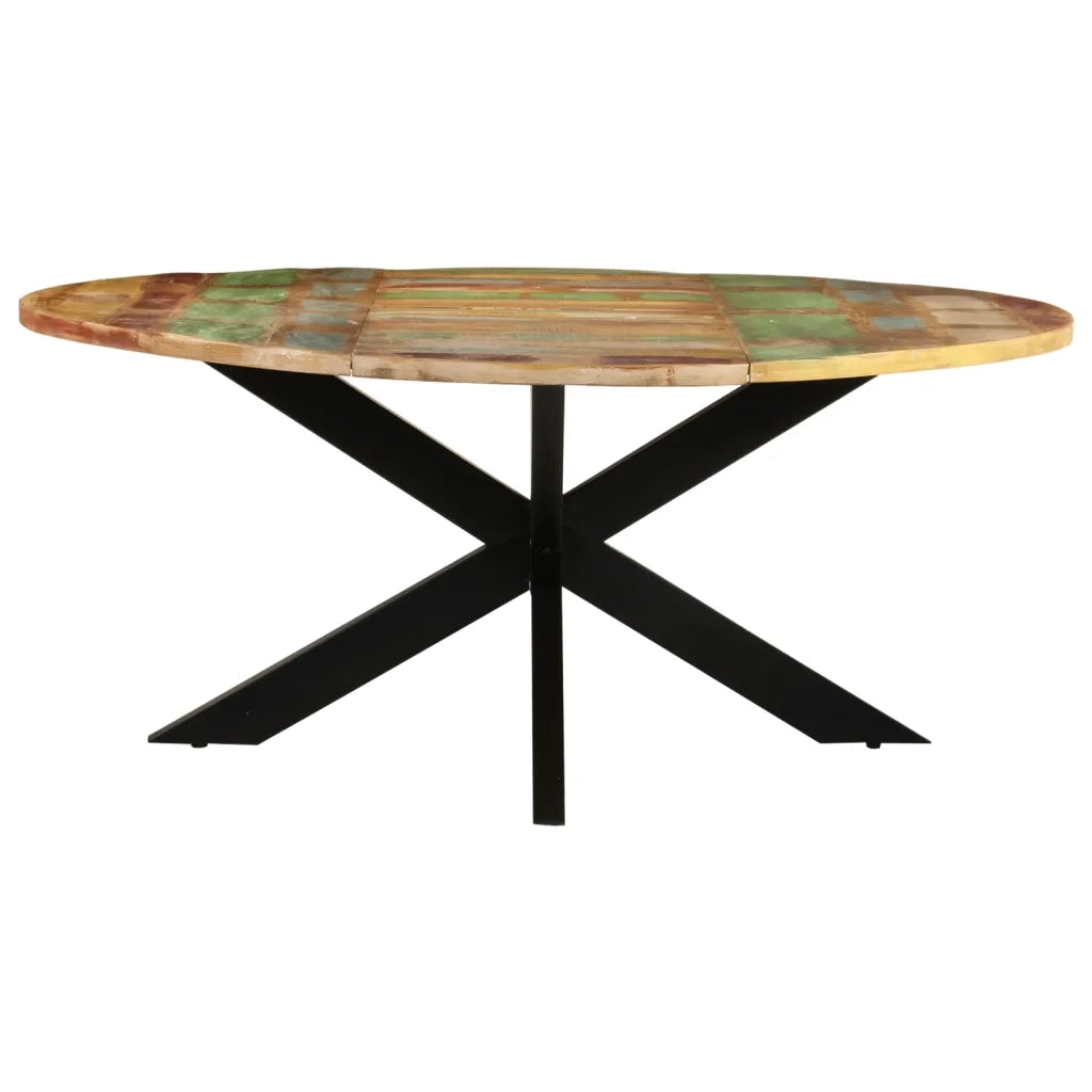 Tavolo da Pranzo Rotondo 175x75cm in Legno Massello di Recupero 321685