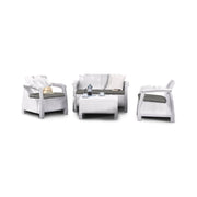 Set salotto da esterno Nelson, Salottino outdoor, Set da balcone o giardino, Composizione soggiorno per esterni, 128x70 h79 cm, Bianco