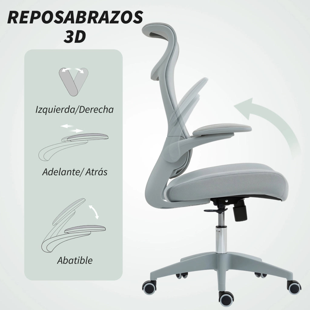 Sedia da Ufficio Ergon¨®mica con Schienale a Reticolo e Supporto Lombare ¨C Zephmum ¨C Grigio