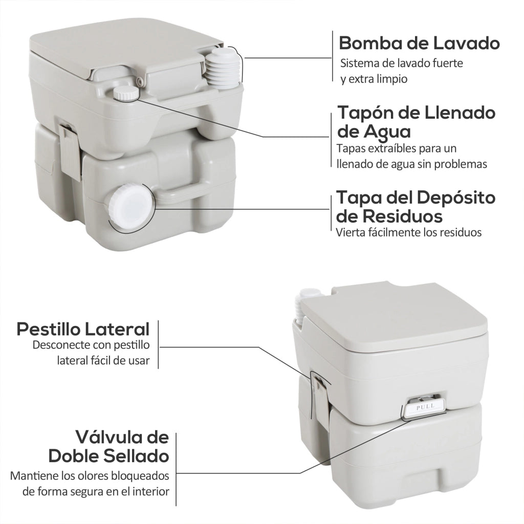 WC Chimico Portatile per Bagno M¨®vil ¨C zephmum ¨C 41.5x36.5x42 cm HDPE