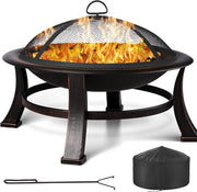 Bracieri da Giardino, Ø 76 cm Braciere con Griglia, Braciere con Parascintille y Copertura Impermeabile 600D, Braciere da Esterno, Braciere Barbecue, Grande Bracere Multifunzionale, Fire Pit, Nero