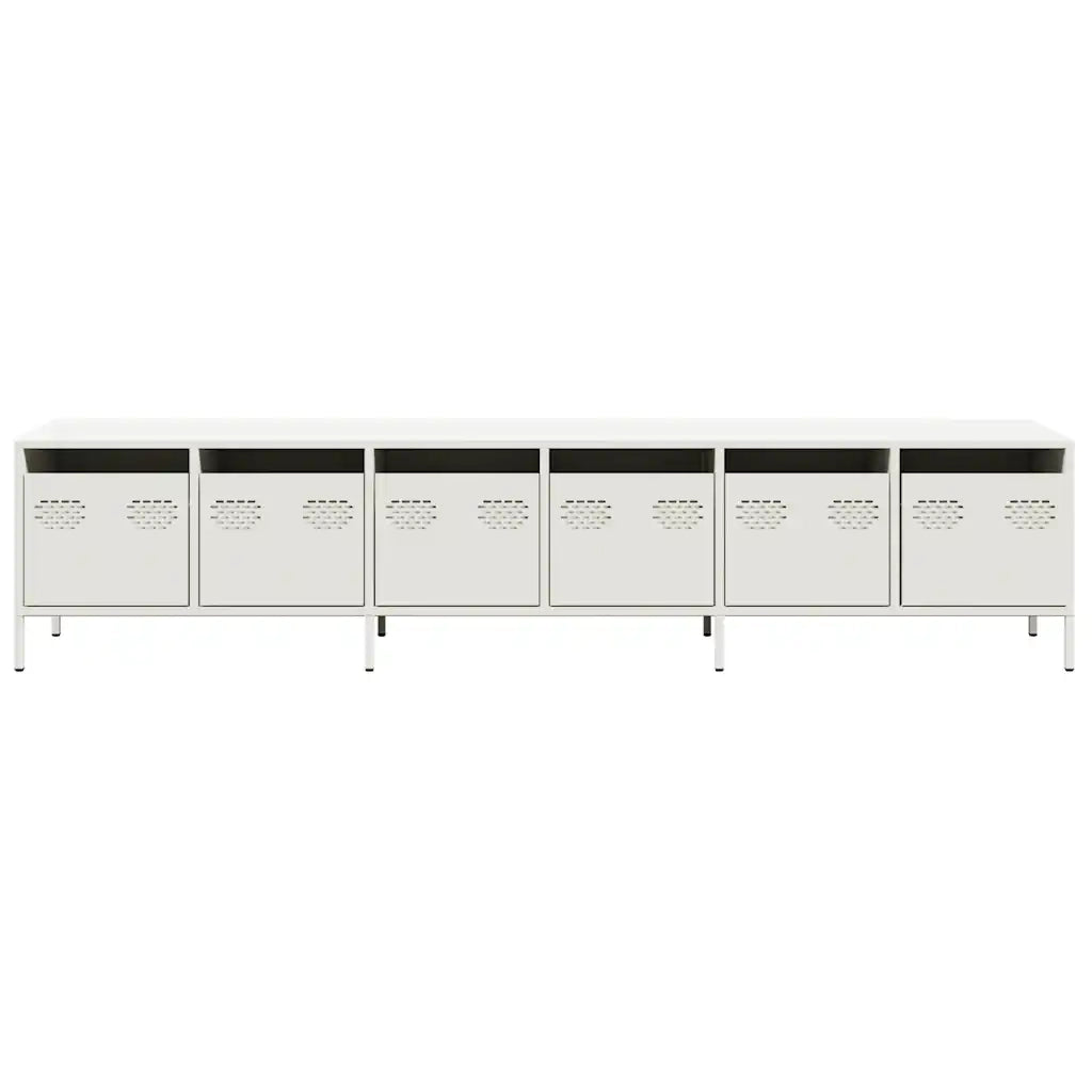 Mobile TV Bianco 202x39x43,5 cm in Acciaio Laminato a Freddo
