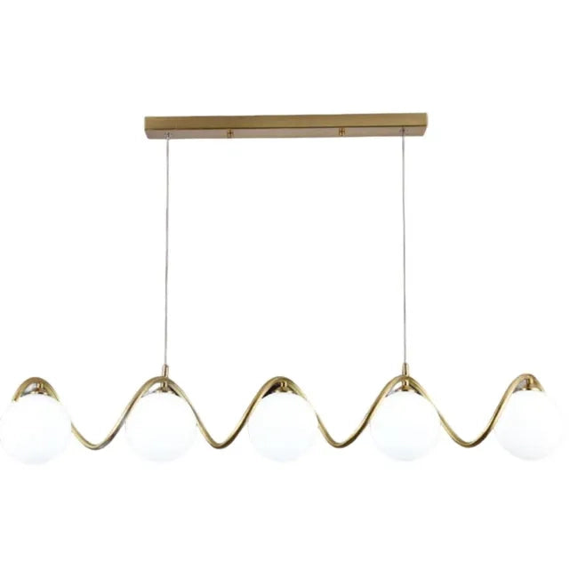 Lampadario a sospensione moderno da soffitto con 5 sfere in vetro bianco per G9