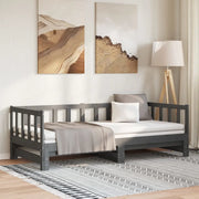 Dormeuse Estraibile Grigia 2x(90x190) cm Legno Massello di Pino 814666