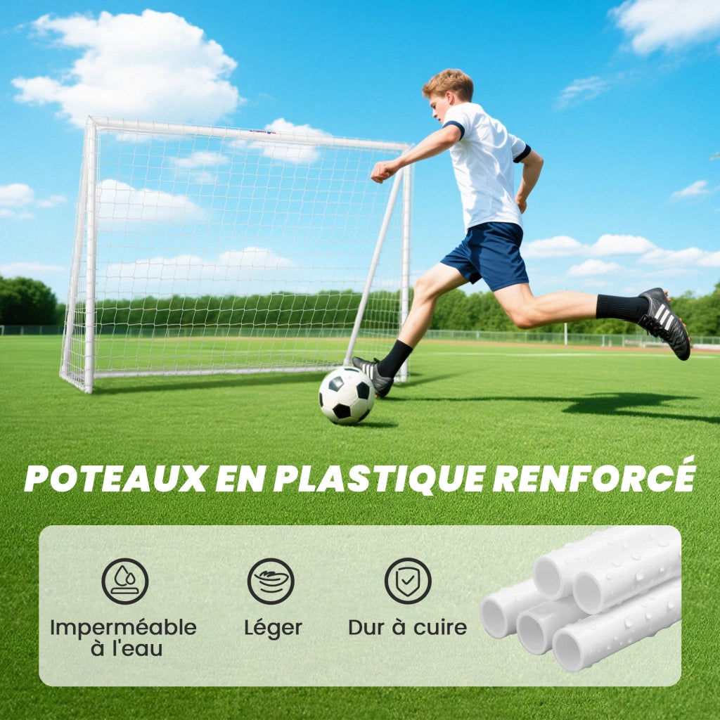 Set da calcio con rete ¨C zephmum ¨C PVC 2.4x1.8m bianco