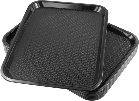 Set di 8 pezzi di commensali in plastica nera rettangolari da 40x30 cm, ideale per ristoranti, bar e buffet