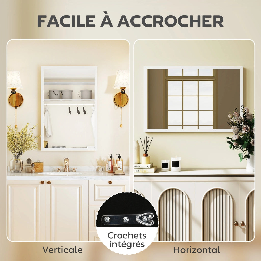 Specchio rettangolare da parete 60x40 cm ¨C Xylo ¨C Cornice in legno bianco