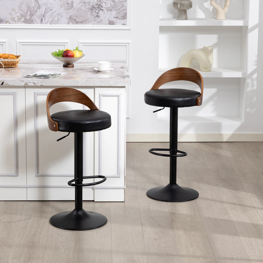 SGABELLO DA BAR Girevole con Schienale Set da 2 pezzi 42,5x42x77-98 cm PU Nero