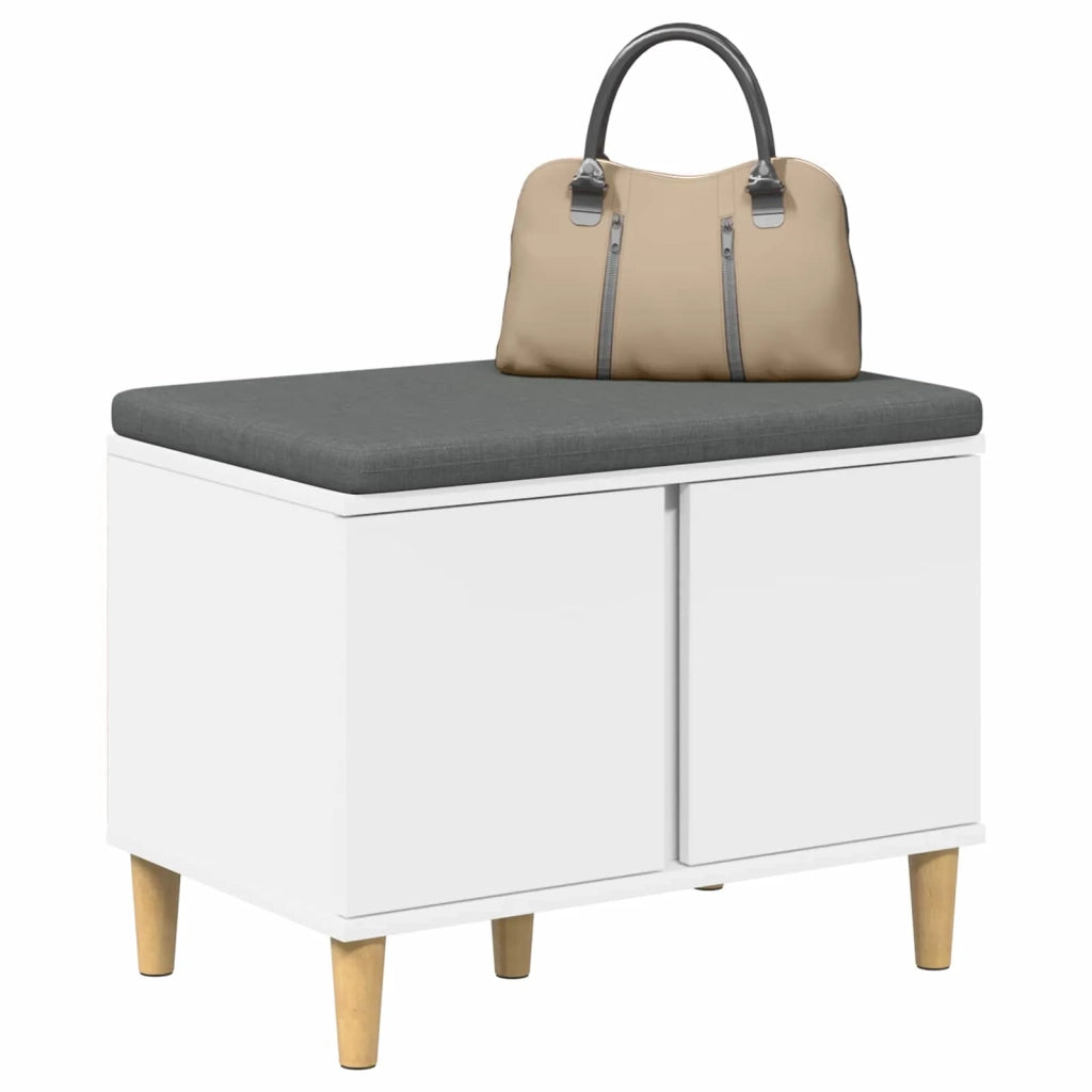 Panca per ingresso con cuscino-Sgabello-Panca da Corridoio con porta Bianco 60 x 38 x 46 cm 488096