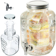 Barattolo KADAX con rubinetto da 4 litri in vetro con inserto per bevande come acqua, limonata e succo di frutta.