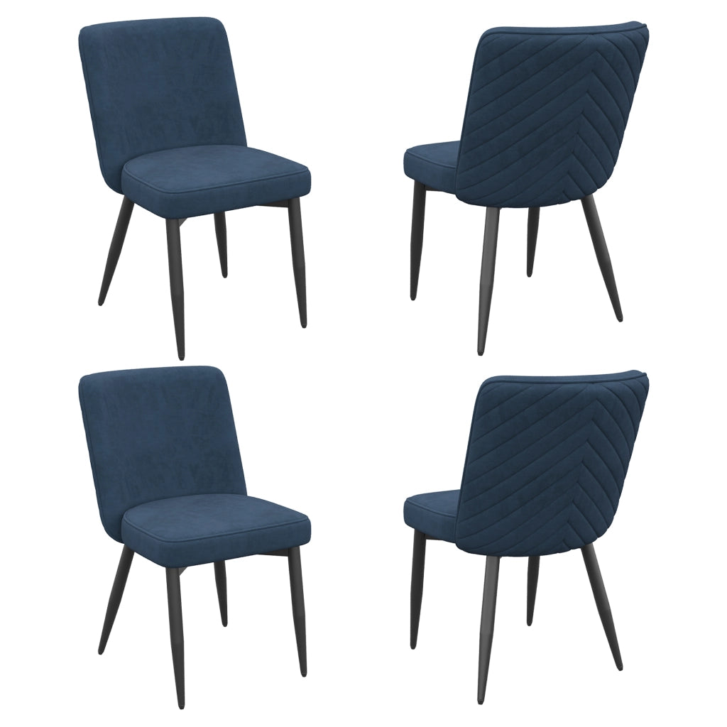 Sedie da Pranzo in Velluto ¨C MINIMAL ¨C Set 4 Pezzi, Blu Scuro, Stile Moderno