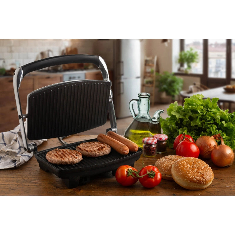 Piastra elettrica antiaderente - Per toast e sandwich - 1000W - Argento