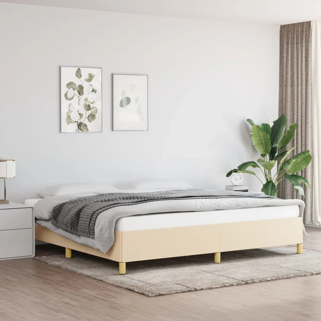 Giroletto senza Materasso-Struttura Letto Crema 200x200 cm in Tessuto 260345