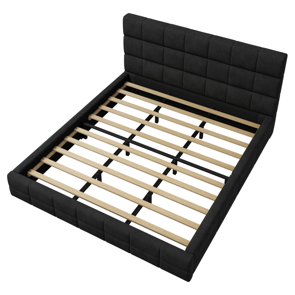 LETTO imbottito 180x200 cm in velluto nero con testiera