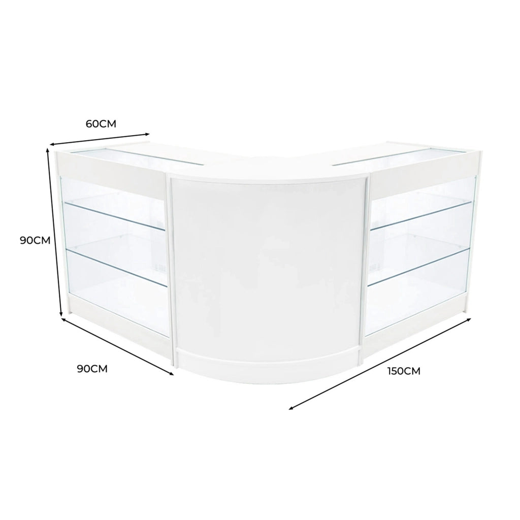 Set Banconi Bianco Helios LED K900 CM60 con Serratura e Vetrina Espositiva
