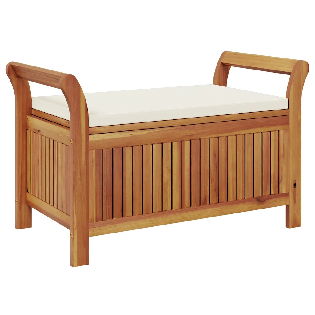 Panca Portaoggetti Giardino Cuscino-Sgabello-Panca con Contenitore 91 cm Legno Massello Acacia 609096