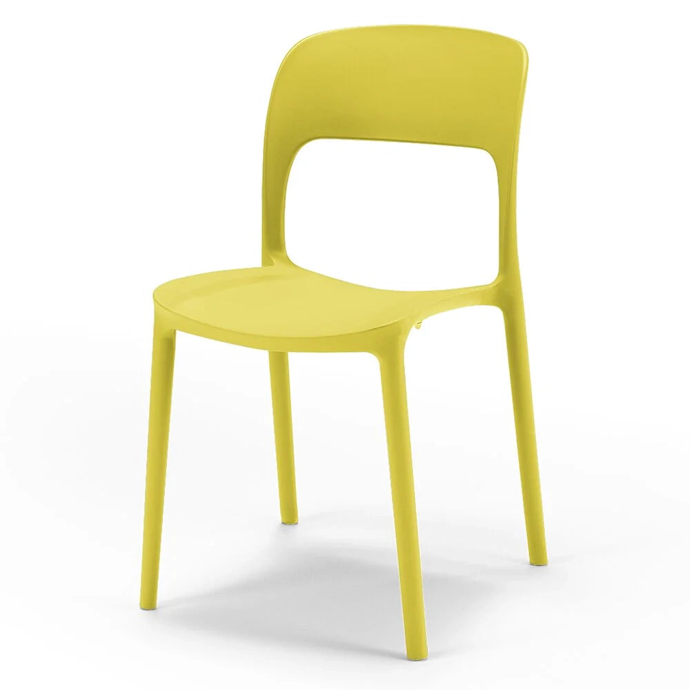 Sedia in polipropilene KATE, impilabile, resistente ai raggi UV, design moderno, ideale per sala da pranzo, cucina, sala d’attesa, bar, ristoranti o da esterno, colore Giallo Lime