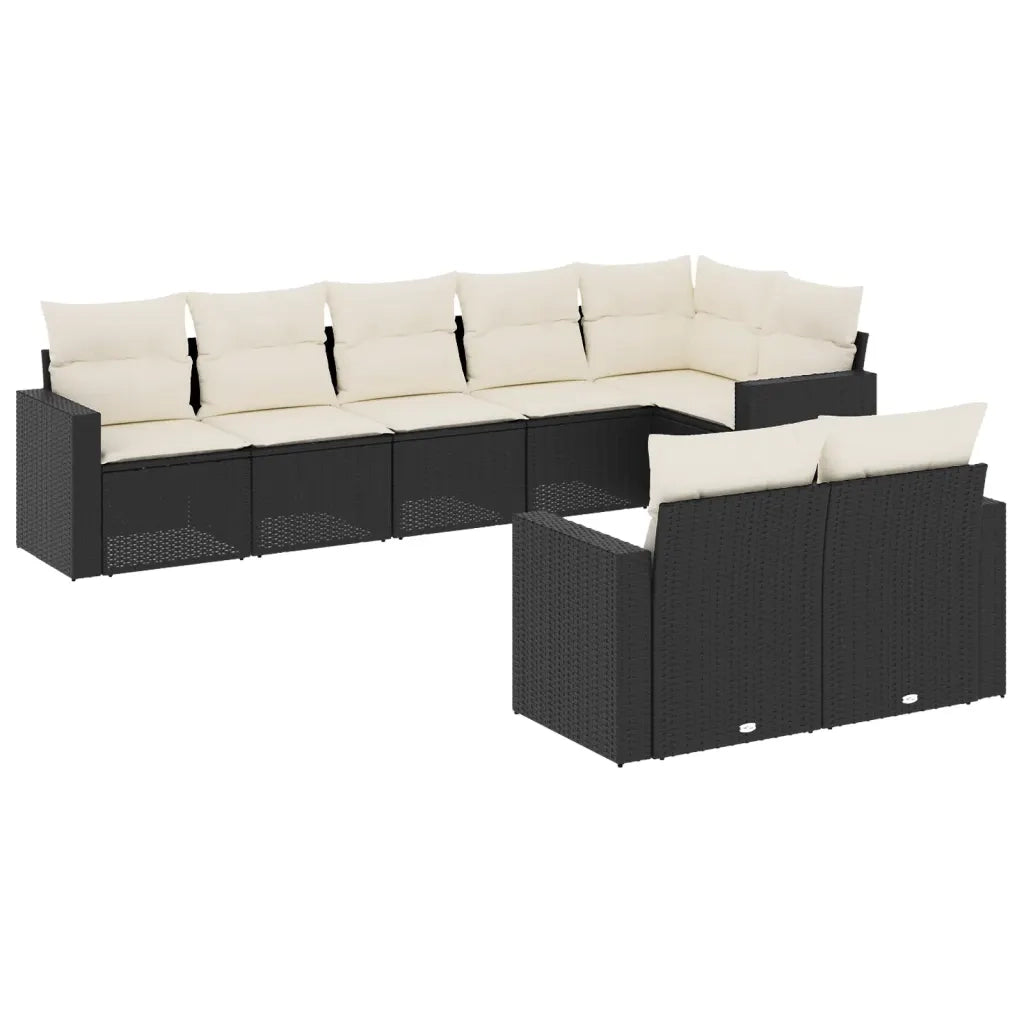 Set Divani da Giardino con Cuscini 8 pz Nero in Polyrattan 3251553