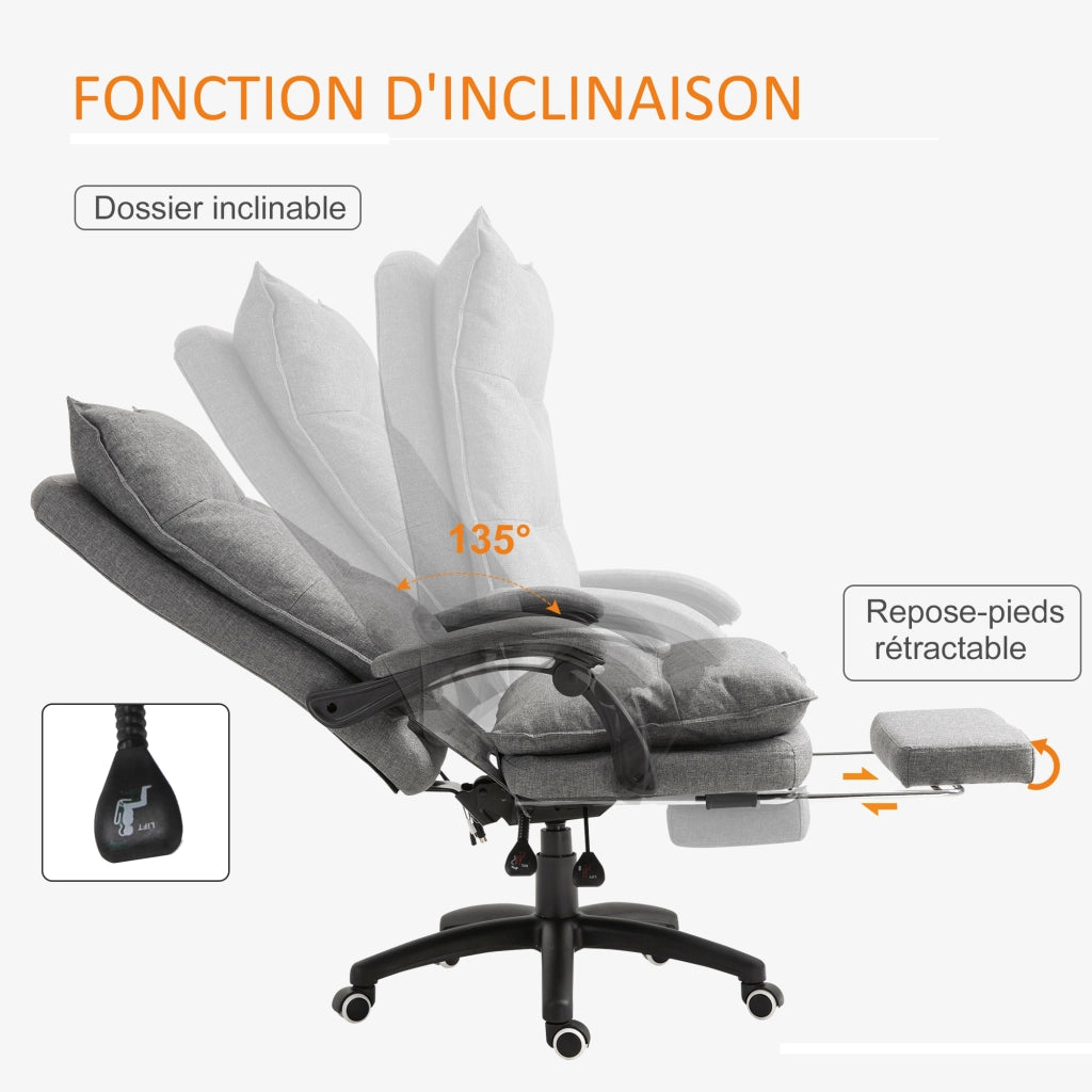 Sedia da Ufficio Ergonomica con Massaggio ¨C Xylo ¨C Schienale Reclinabile, Poggiapiedi, Telecomando, Grigio