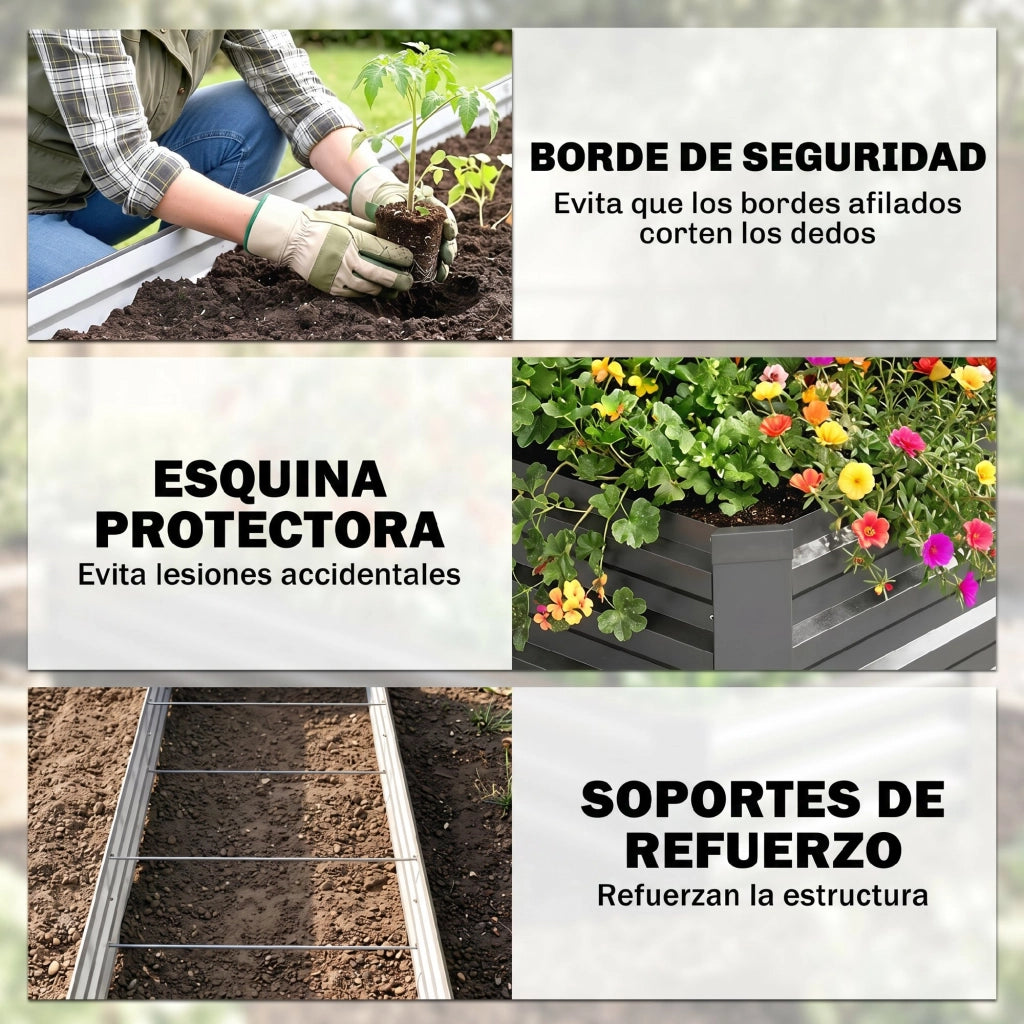 Fioriera Grande Rettangolare in Acciaio Galvanizzato per Giardino ¨C zephmum ¨C 240x60x30 cm Grigio Scuro