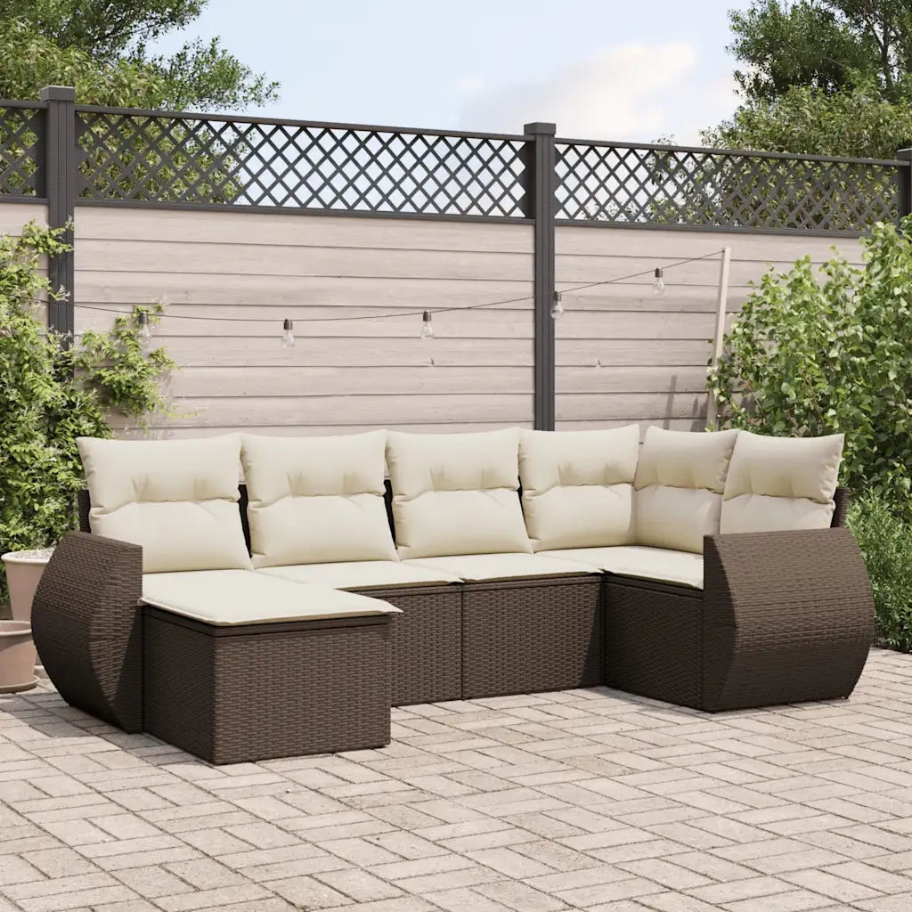 Set Divano da Giardino 6 pz con Cuscini Marrone in Polyrattan 3254000