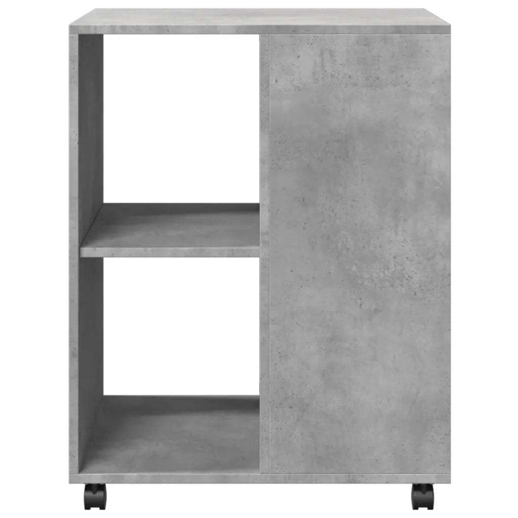 Tavolino con Ruote-Tavolino da soggiorno-Tavolo Grigio Cemento 55x60x78 cm in Truciolato