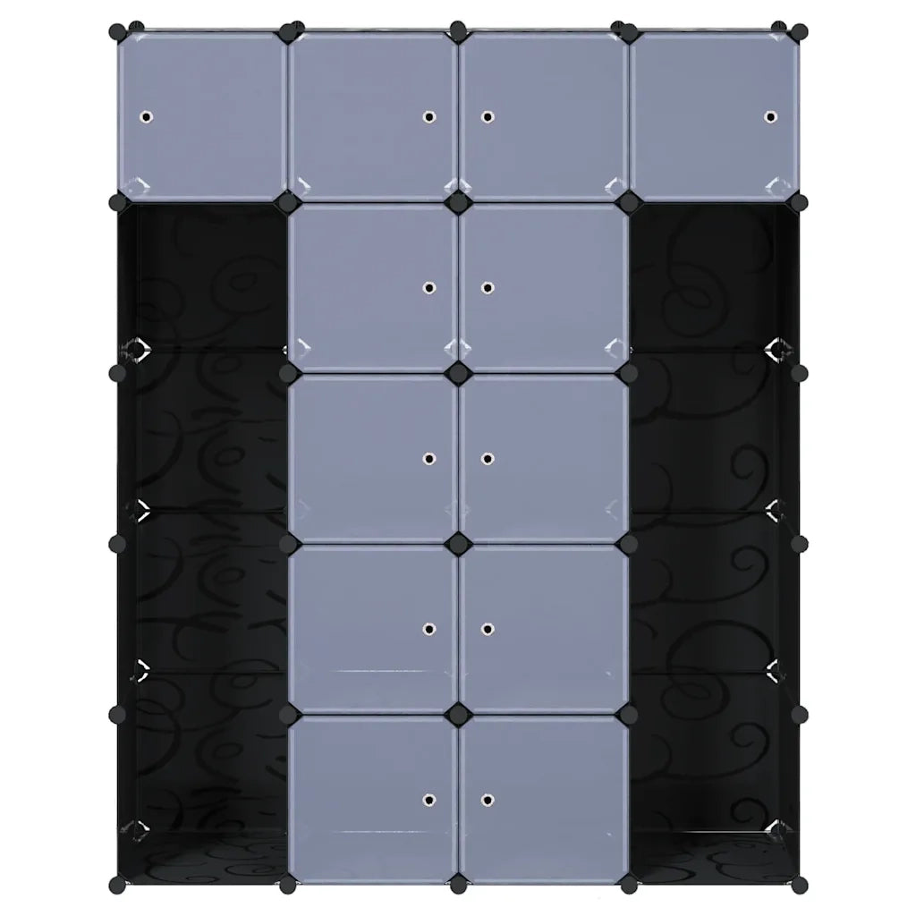 Armadietto Modulare 14 Scomparti Nero e Bianco 37x146x180,5 cm 240499