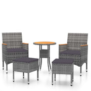 Set Divani da Giardino 5 pz | Set Salotto da Giardino in Polyrattan Grigio