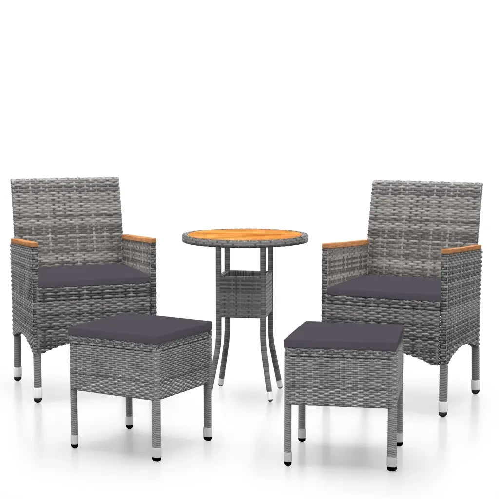 Set Divani da Giardino 5 pz | Set Salotto da Giardino in Polyrattan Grigio