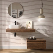 Composizione bagno con mensolone 120 cm e cassettiera sospesa 80 cm in noce maya - Sumo