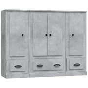 Credenze 3 pz | Madia | Buffet da pranzo | Armadio da pranzo Grigio Cemento in Legno Multistrato
