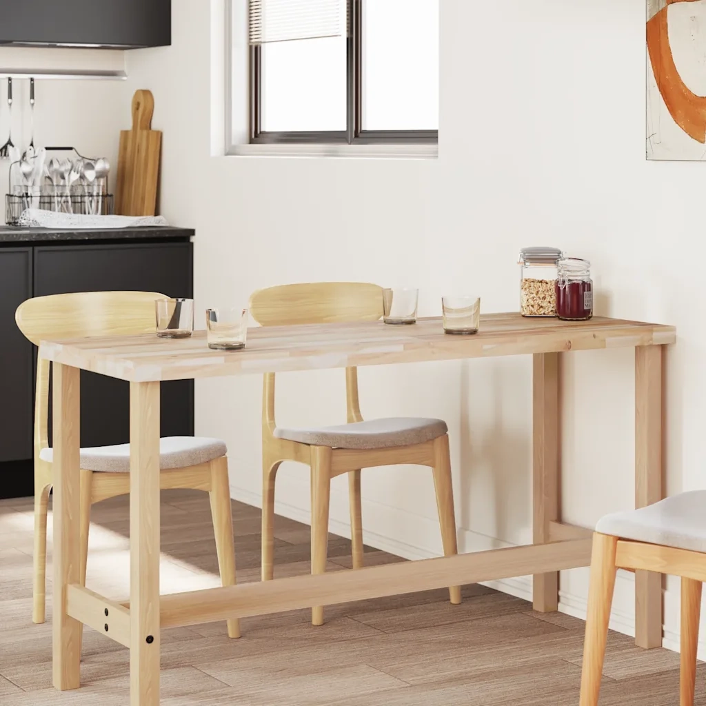 Piano Tavolo Rettangolare 140x50x4cm Legno Massello di Acacia 4008788
