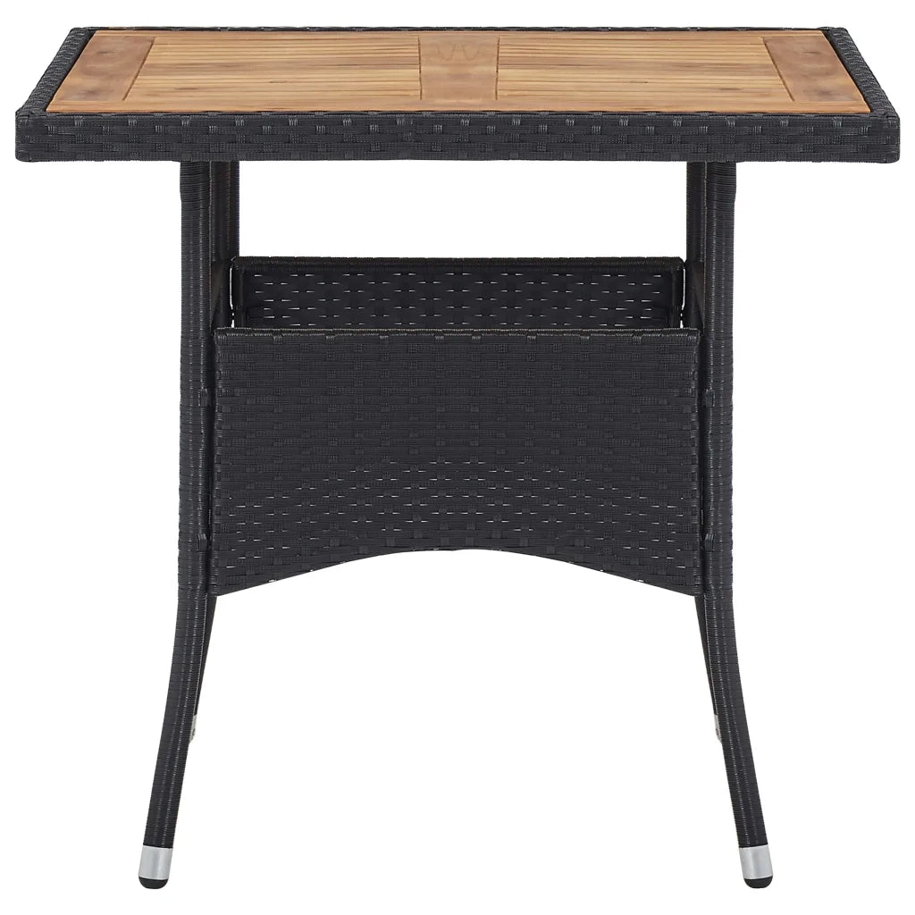 Set da Pranzo da Giardino 5 pz Nero in Polyrattan e Acacia 46169