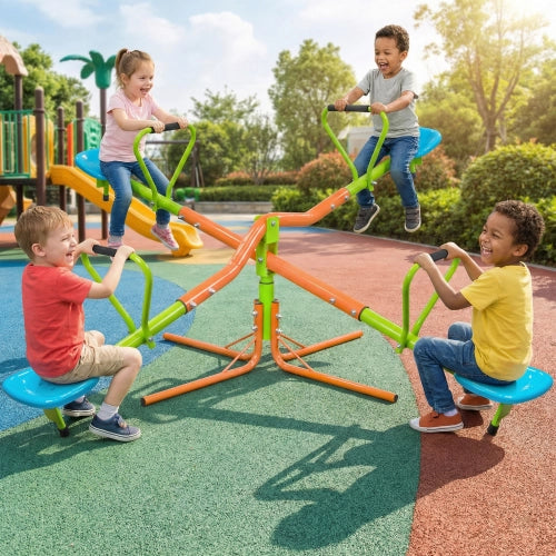 Dondolo Basculante Girevole 360° per Bambini 4 Posti 190x190x100 cm; Portata 200 kg