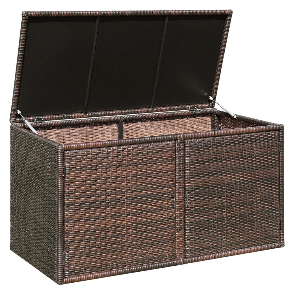 Cassapanca da esterno 335 litri con 2 ripiani design moderno 115 x 60 x 65 cm in rattan PE marrone 20_0011489