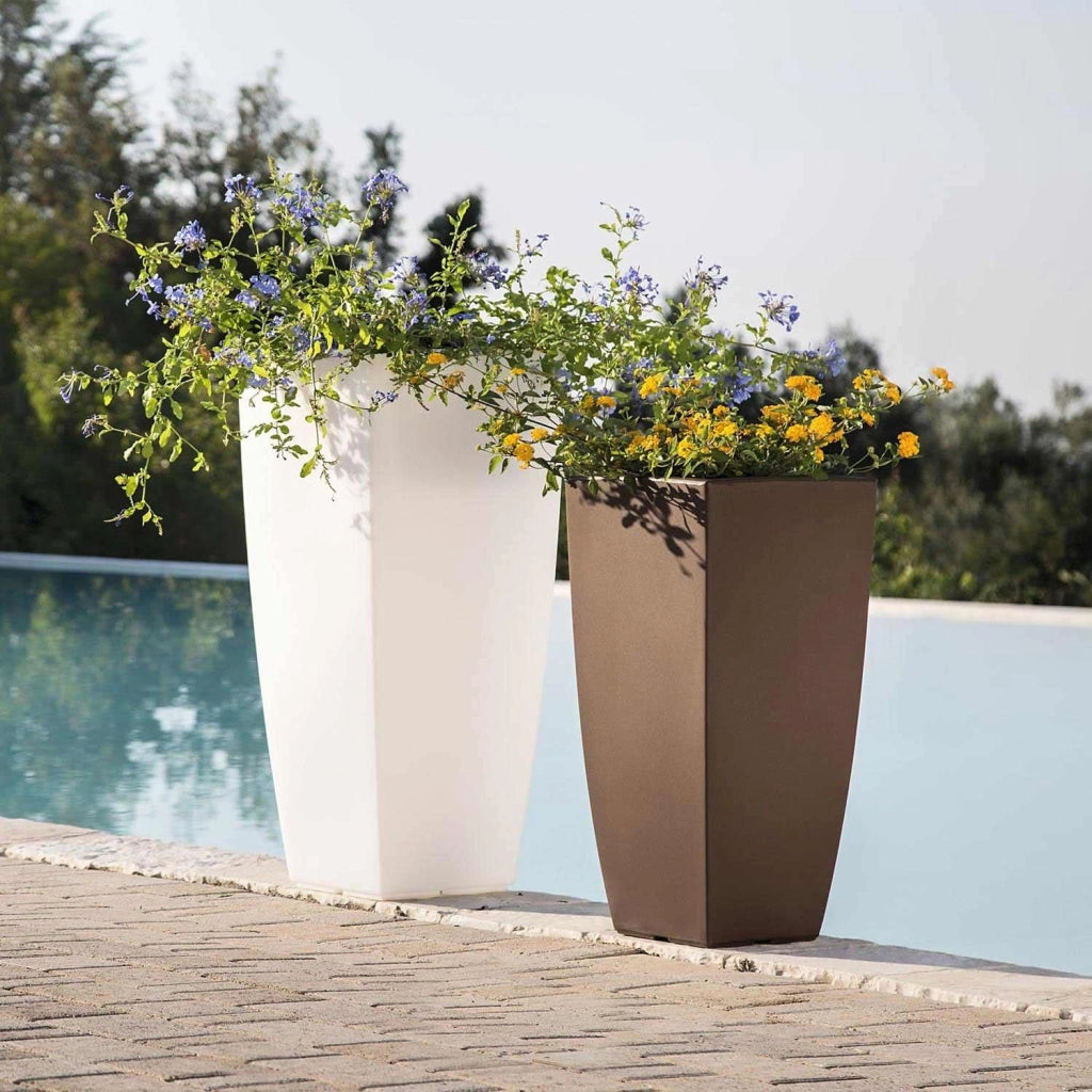 Vaso Agave In Resina Quadrato Avorio H90 40x40Cm
