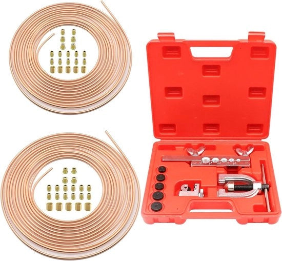 Kit di espansione per impianto di freni, tubo di freno in rame con acciaio, diametro 7,62 m Ø 4,75 + Ø 6,35, tubo di freno in rame con 32 connessioni + 10 connettori, sistemi di frenatura idraulici.