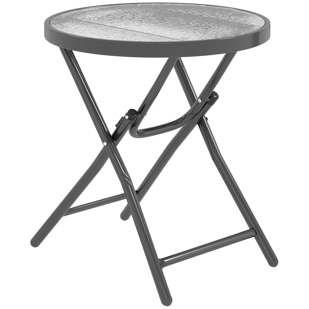 Tavolino rotondo pieghevole ¨C Xylo ¨C Metallo nero vetro temperato ? 60 x 50H cm
