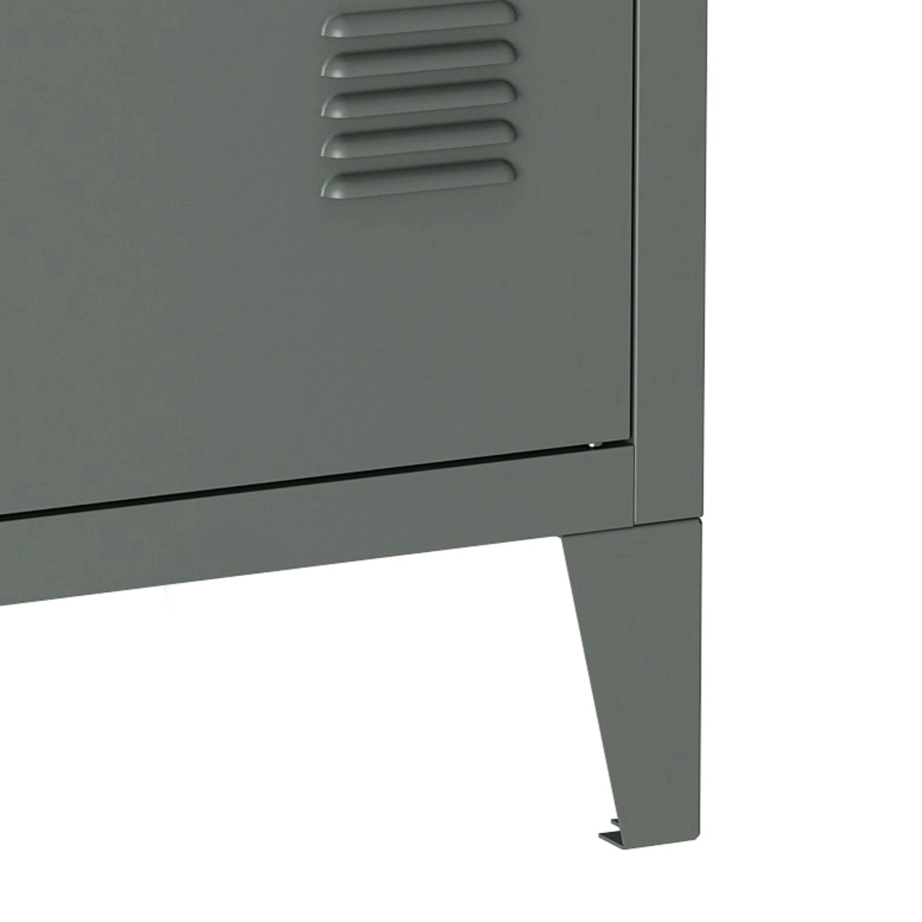 Comodino 'Inari' in Acciaio con Anta - Grigio scuro [en.casa]