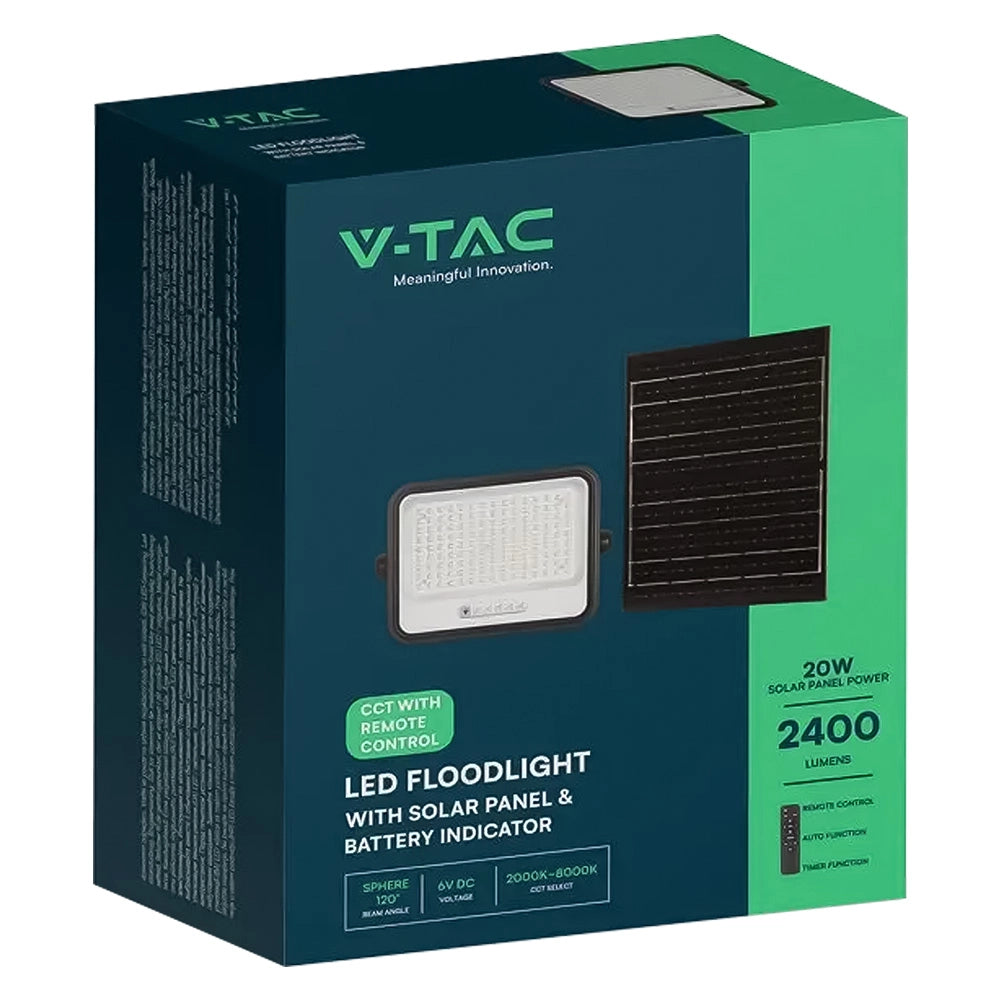 PROIETTORE A LED 'CCT' CON PANNELLO SOLARE 300W / 2400 lumen  - VTAC