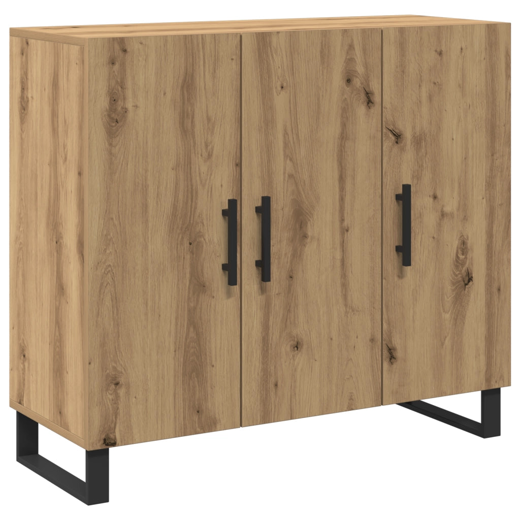 Credenza con 3 Ante Rovere Artigianale 90x34x80 cm Legno Ingegnerizzato