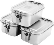 Contenitori in acciaio inossidabile per conservazione alimentare | 400 ml 3 pezzi | piccole scatole per snack | contenitori per alimenti piccoli contenitori in acciaio inossidabile con coperchio BPA-free