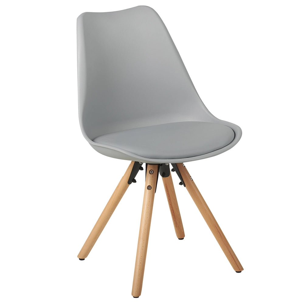 Set di 2 sedie da pranzo con sedile in ecopelle grigio gambe in legno eleganti
