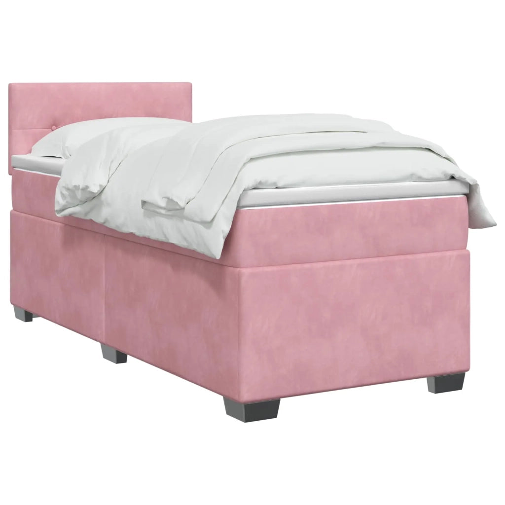 Letto box spring con materasso Rosa 100 x 200 cm Velluto 3450661