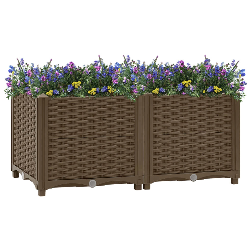 Fioriera rialzata per piante e fiori giardino 80 x 40 x 38 cm polipropilene marrone 02_0000946